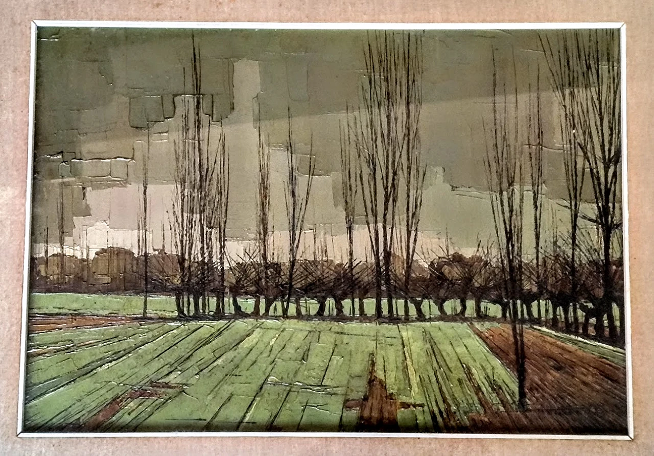 Oil panting on canvas by Renzo Ravazzotti "Prato", 1960s 3