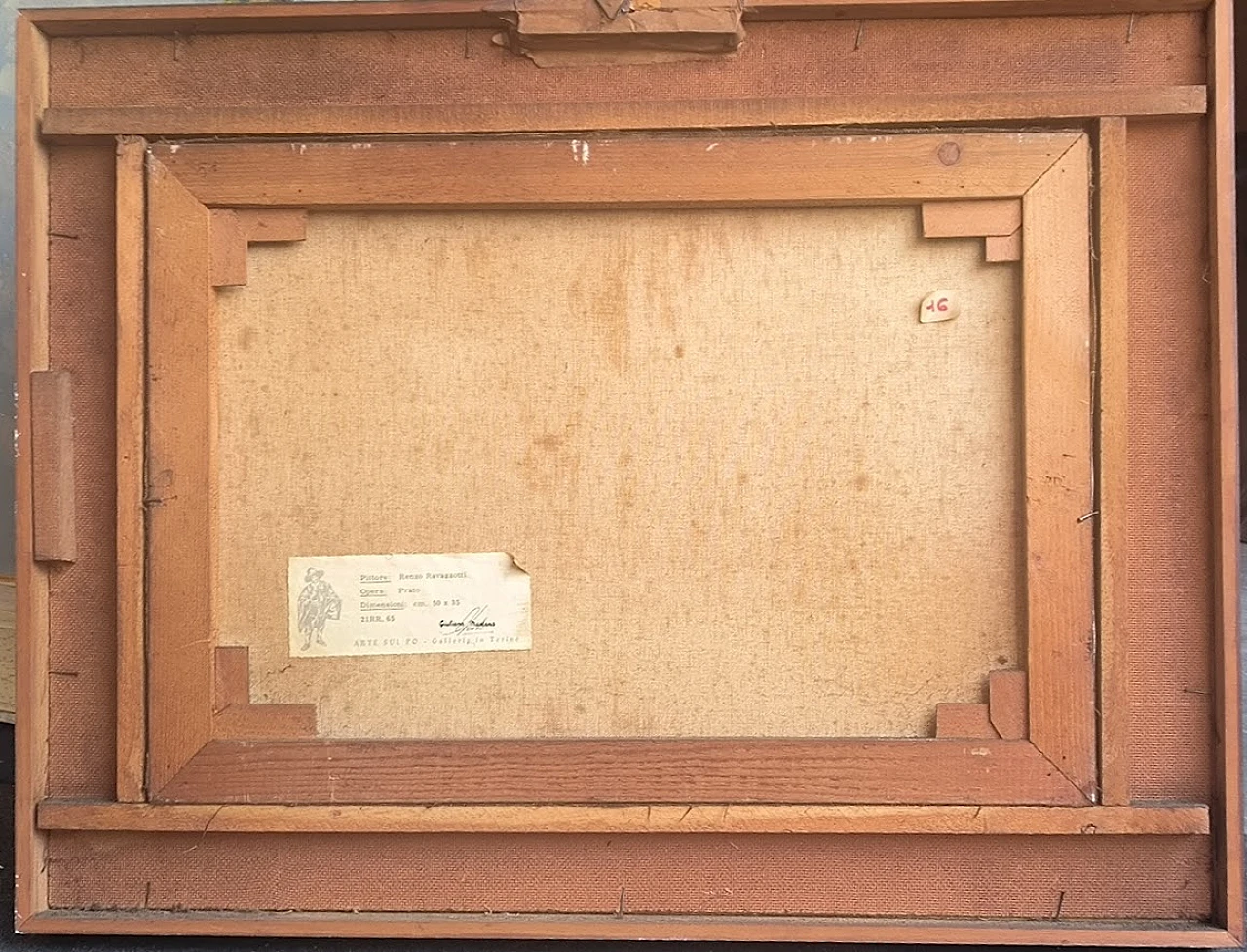 Oil panting on canvas by Renzo Ravazzotti "Prato", 1960s 5