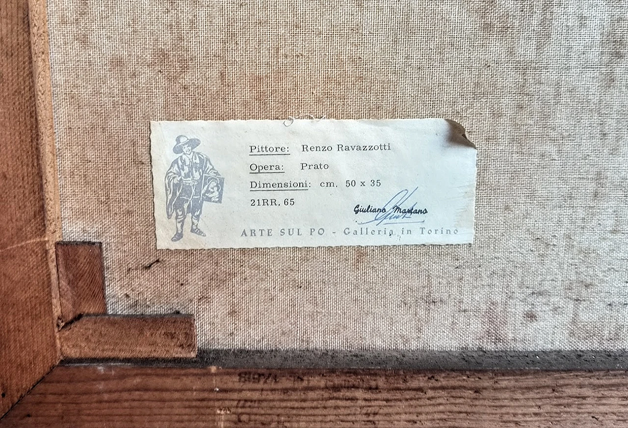 Oil panting on canvas by Renzo Ravazzotti "Prato", 1960s 7