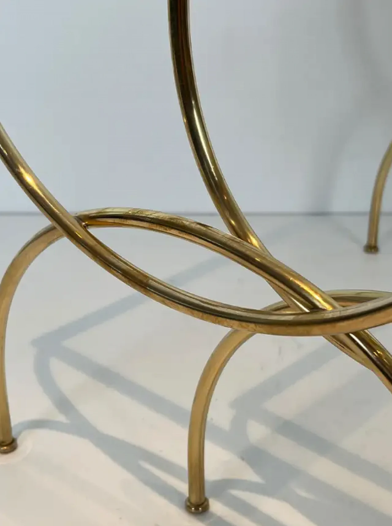 3 Brass nest side tables with arched base, 1940s 10