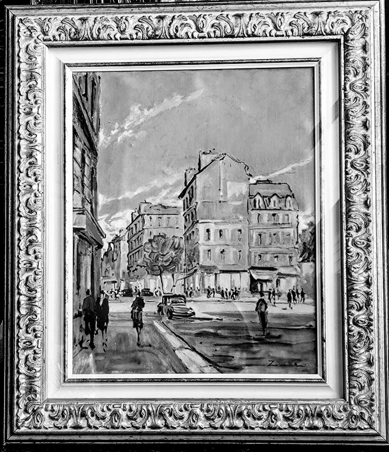 Painting "Urban landscape" Paris by Zamboni, oil on Canvas, 1960s 1
