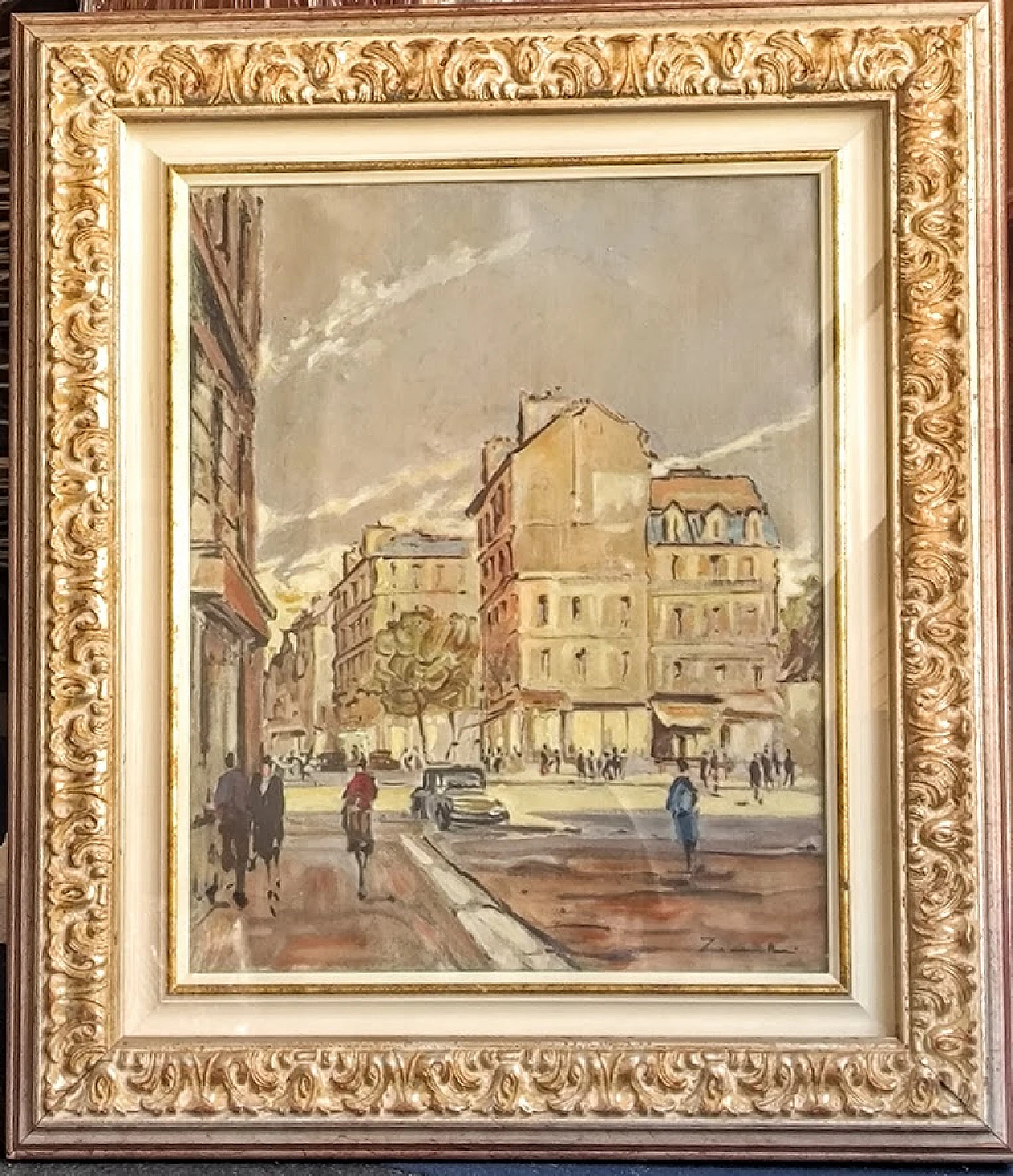 Painting "Urban landscape" Paris by Zamboni, oil on Canvas, 1960s 2
