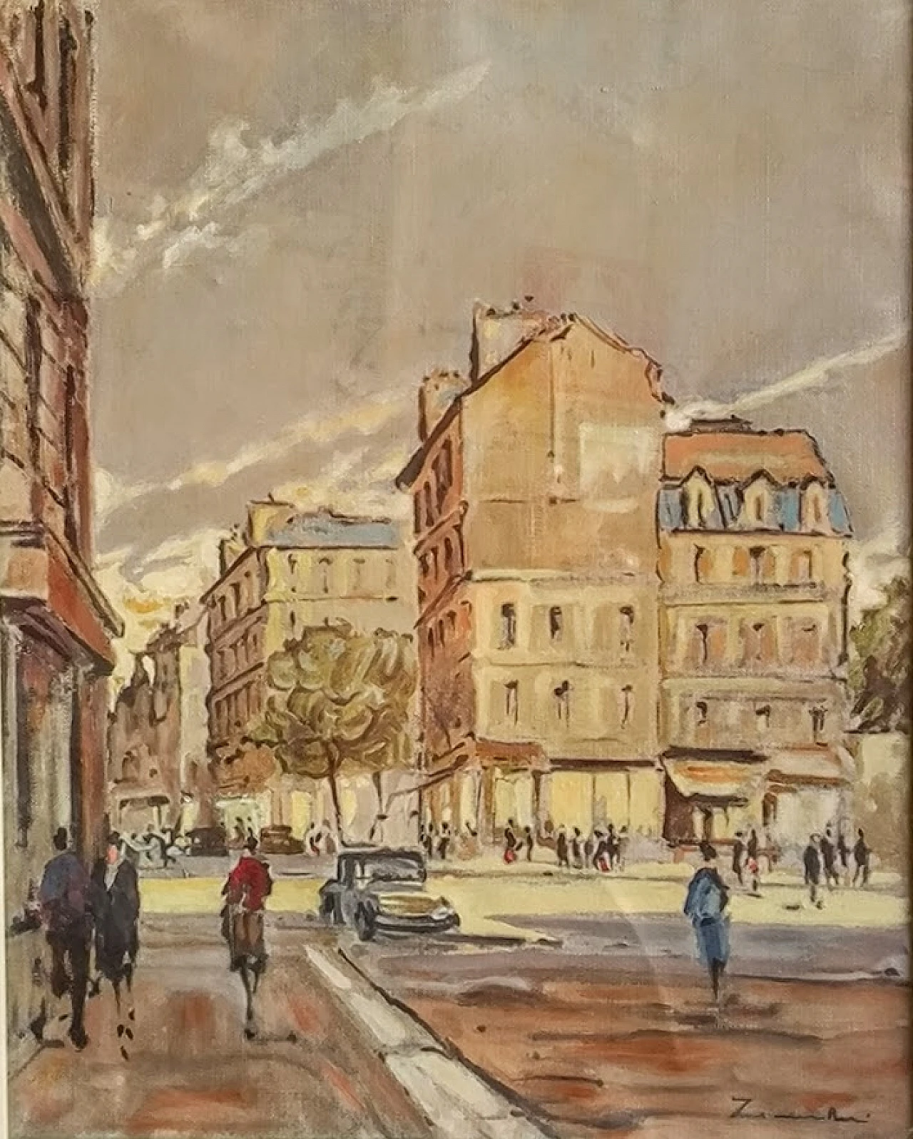 Painting "Urban landscape" Paris by Zamboni, oil on Canvas, 1960s 3