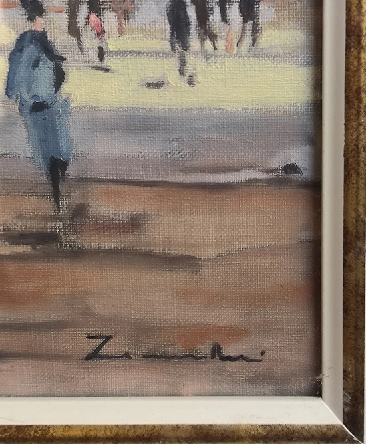 Painting "Urban landscape" Paris by Zamboni, oil on Canvas, 1960s 4