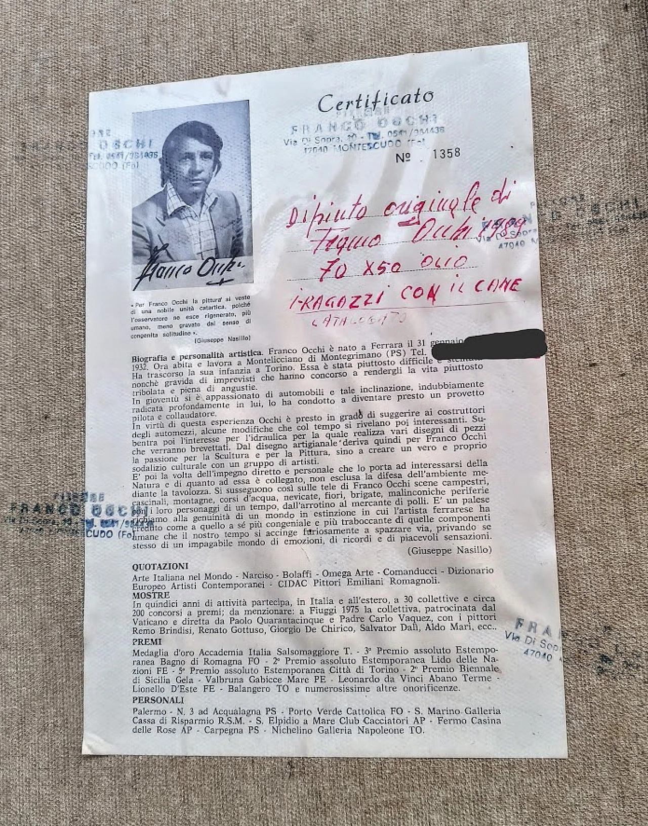 Painting "Under the rain" by Franco Occhi, oil on canvas 1989 6