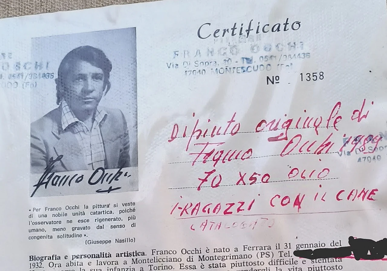 Painting "Under the rain" by Franco Occhi, oil on canvas 1989 7