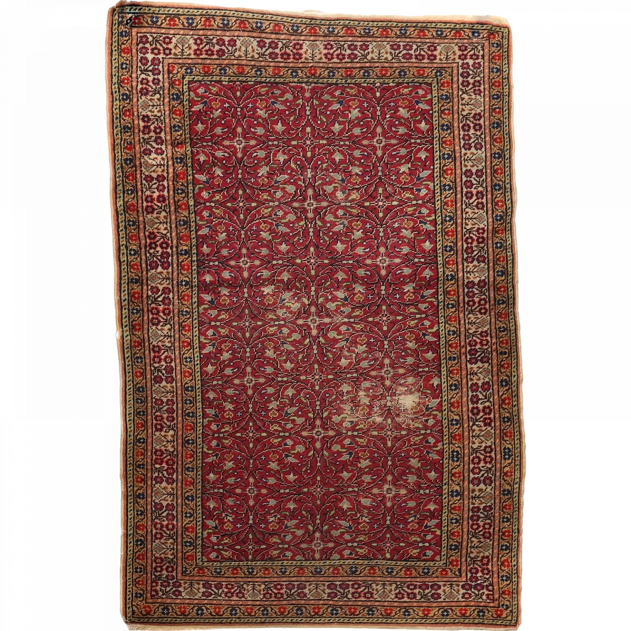 Antique Kaisery Carpet Cotton Wool Thin Knot Turkey 53 x 34 In 11