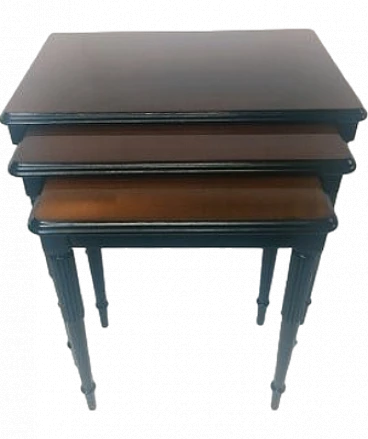 Tavolini ad incastro in legno, set di tre, anni '40