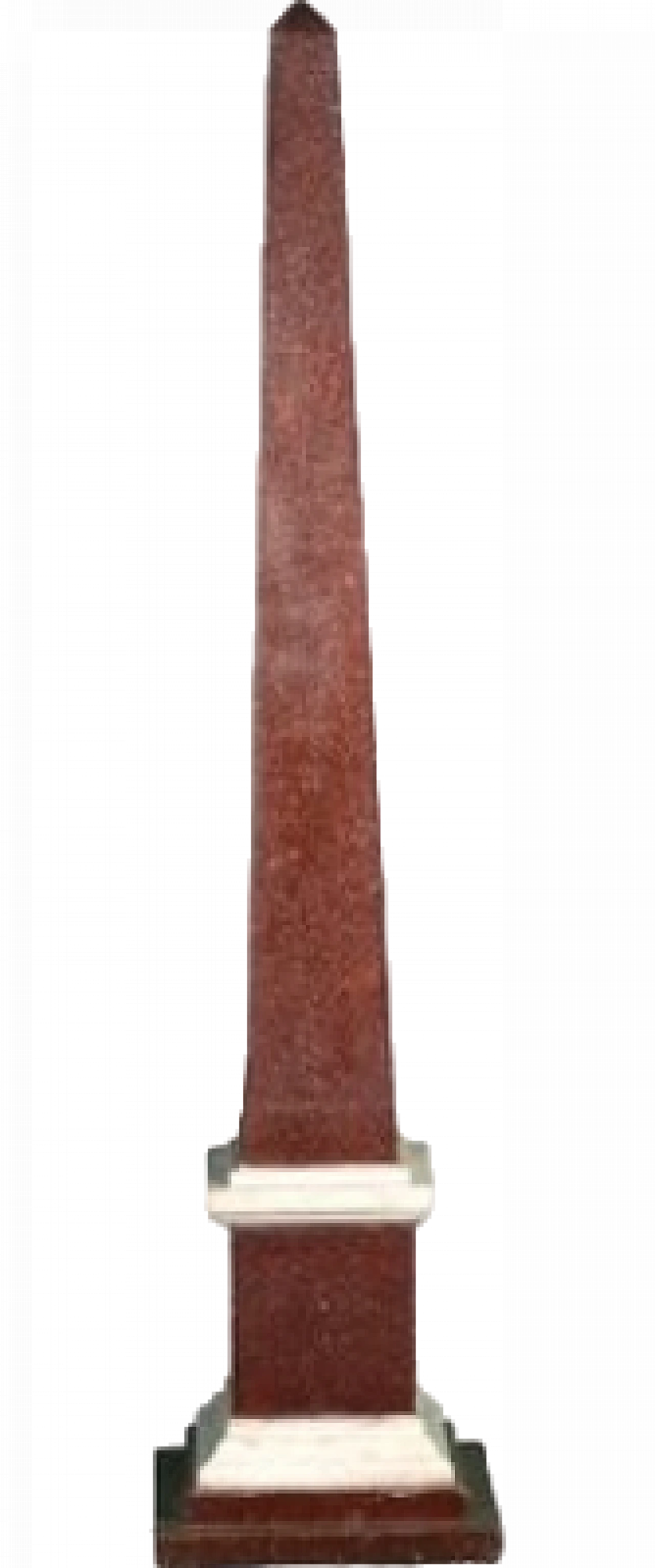 Lacquered wooden obelisk in porphyry and white Carrara, 1970s 6