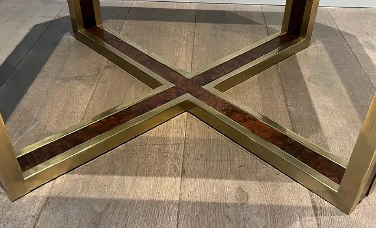 Walnut and brass octagonal coffee table, 1970s 7