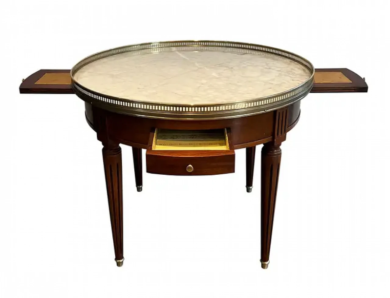 Round coffee table with brass and Carrara marble top, 1940s 1