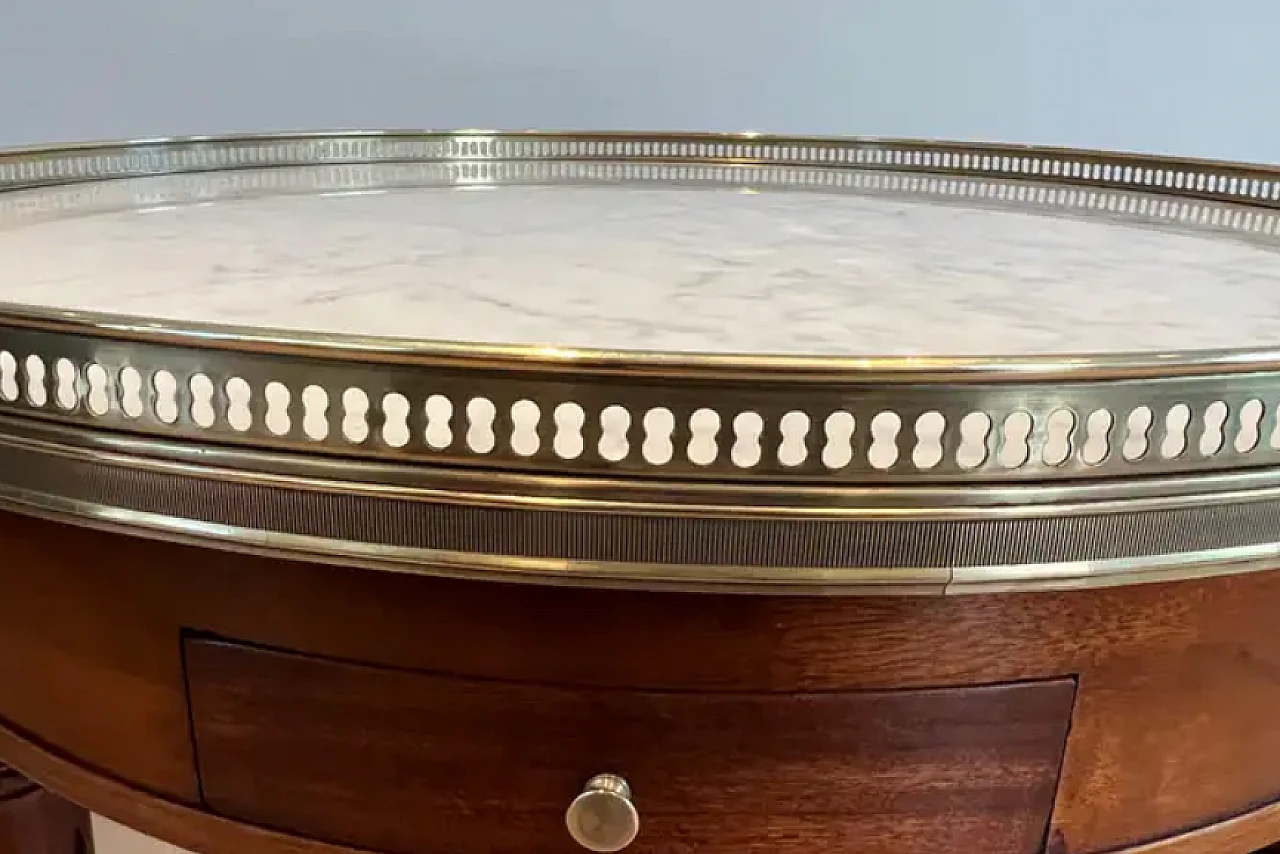 Round coffee table with brass and Carrara marble top, 1940s 5