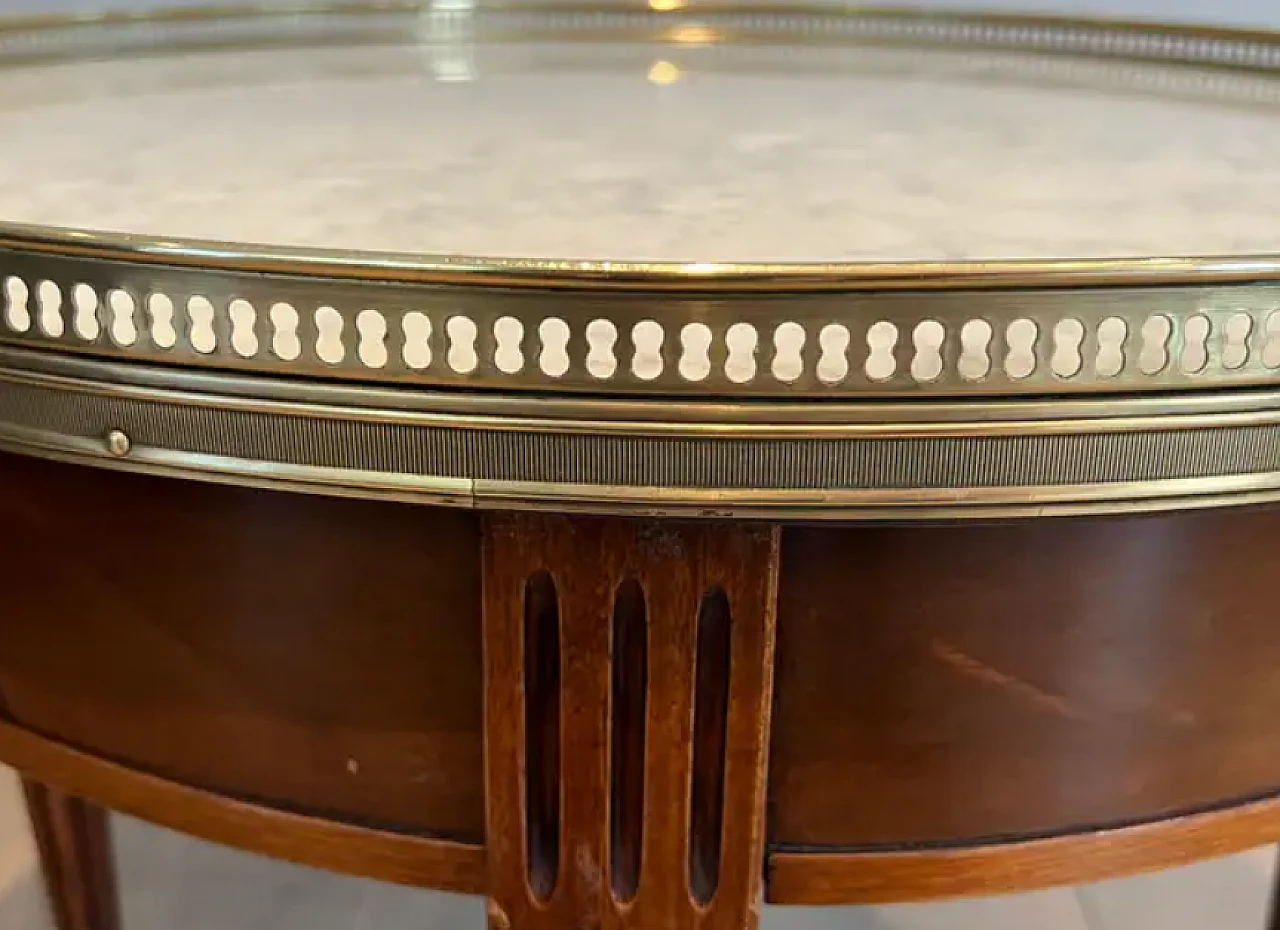 Round coffee table with brass and Carrara marble top, 1940s 10