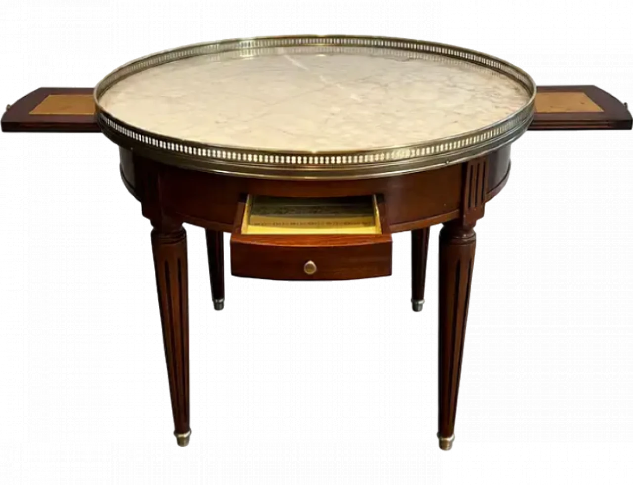 Round coffee table with brass and Carrara marble top, 1940s 15