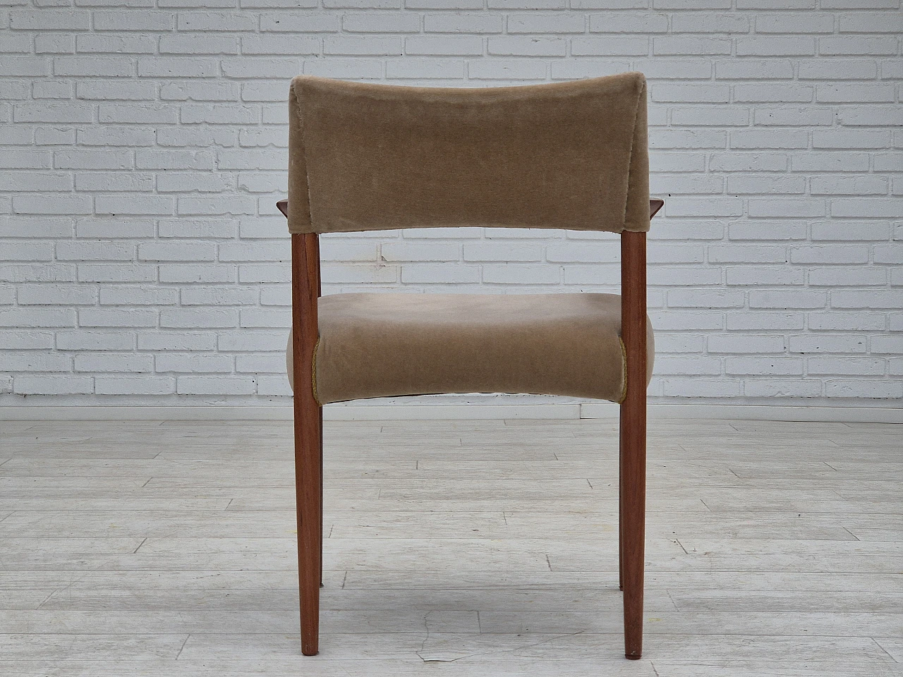 Danish chair, solid teak wood, furniture velour, 1970s 12