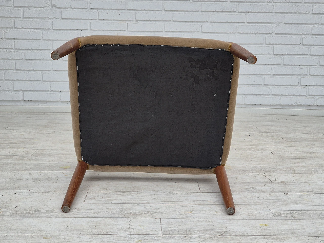 Danish chair, solid teak wood, furniture velour, 1970s 17