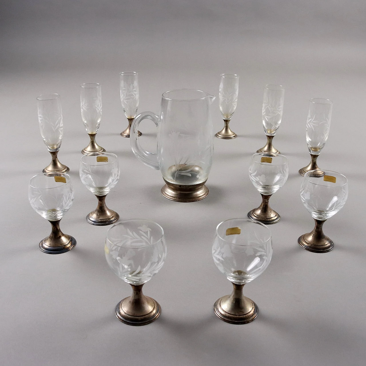 Cer-Ve crystal and Ferza Firenze silver glass set 1