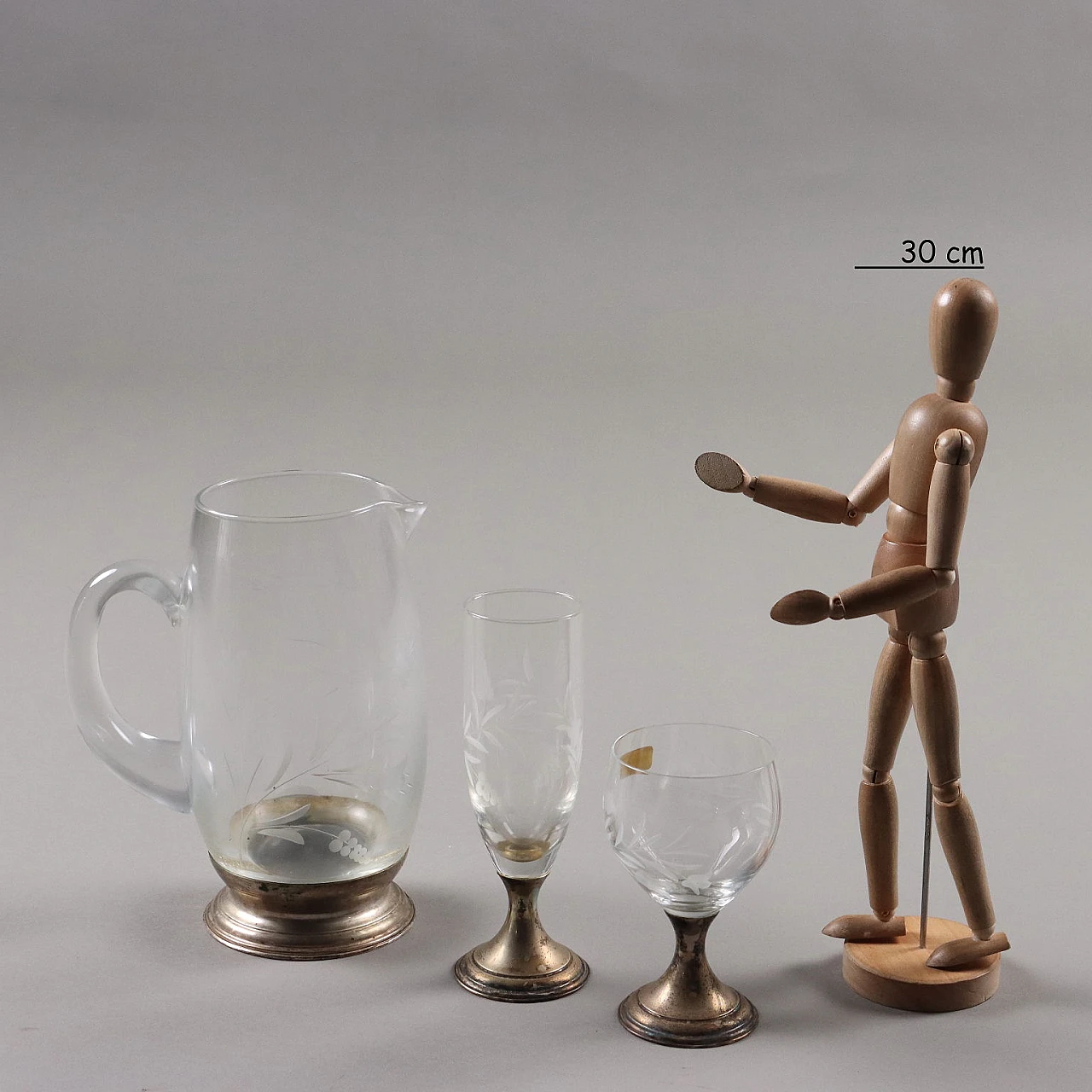 Cer-Ve crystal and Ferza Firenze silver glass set 2