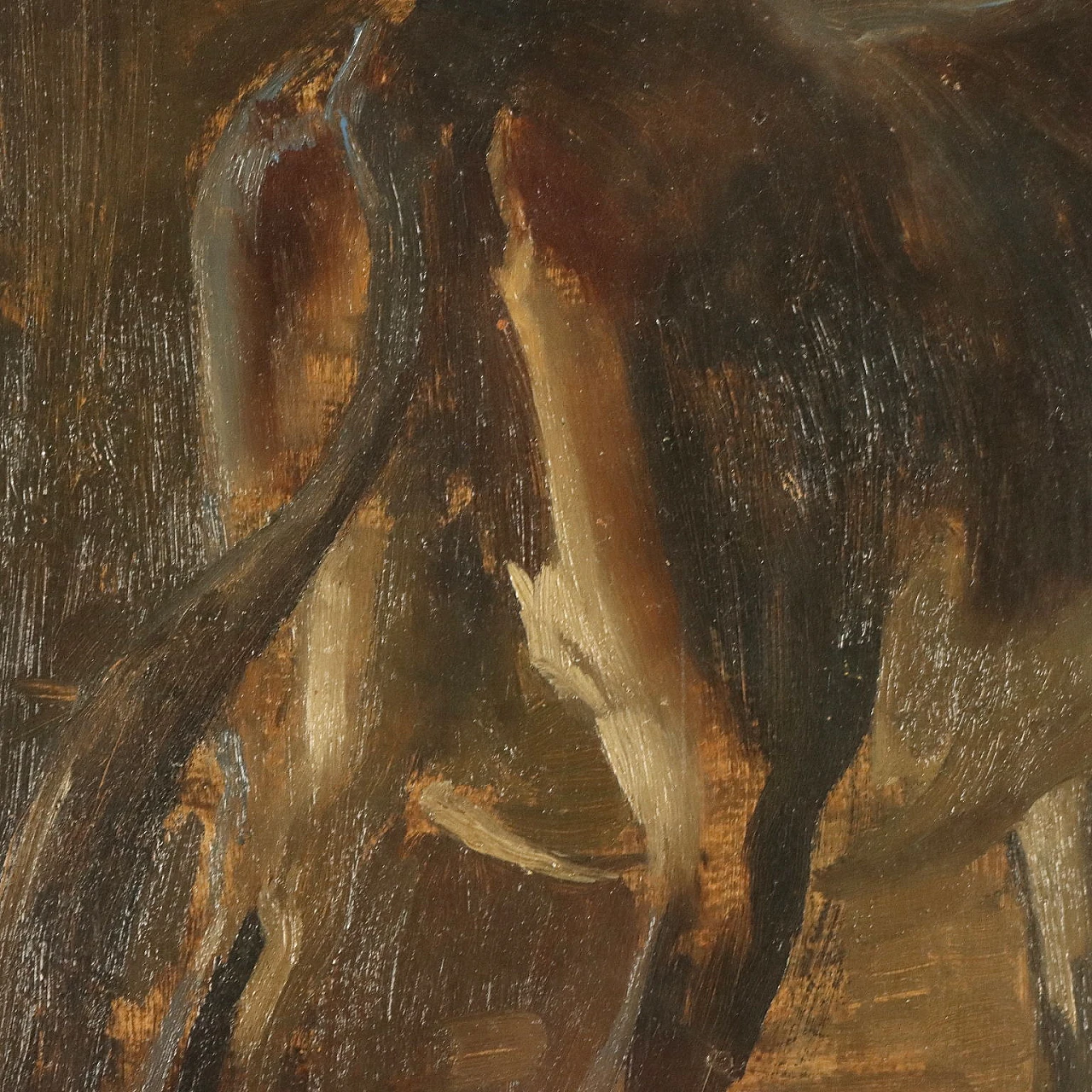 Carlo Vittori, Interior of a stable with donkey, oil on hardboard 4