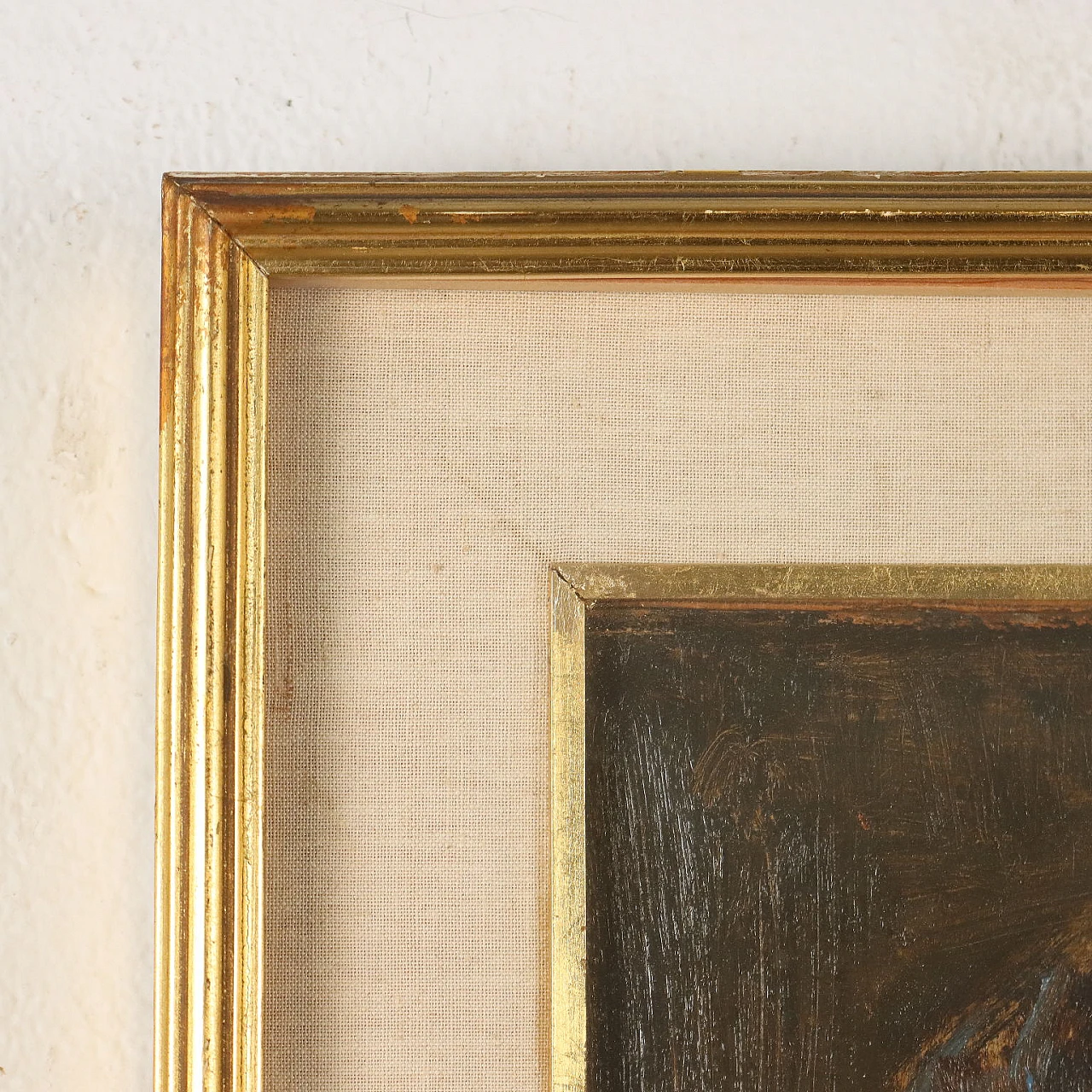 Carlo Vittori, Interior of a stable with donkey, oil on hardboard 7