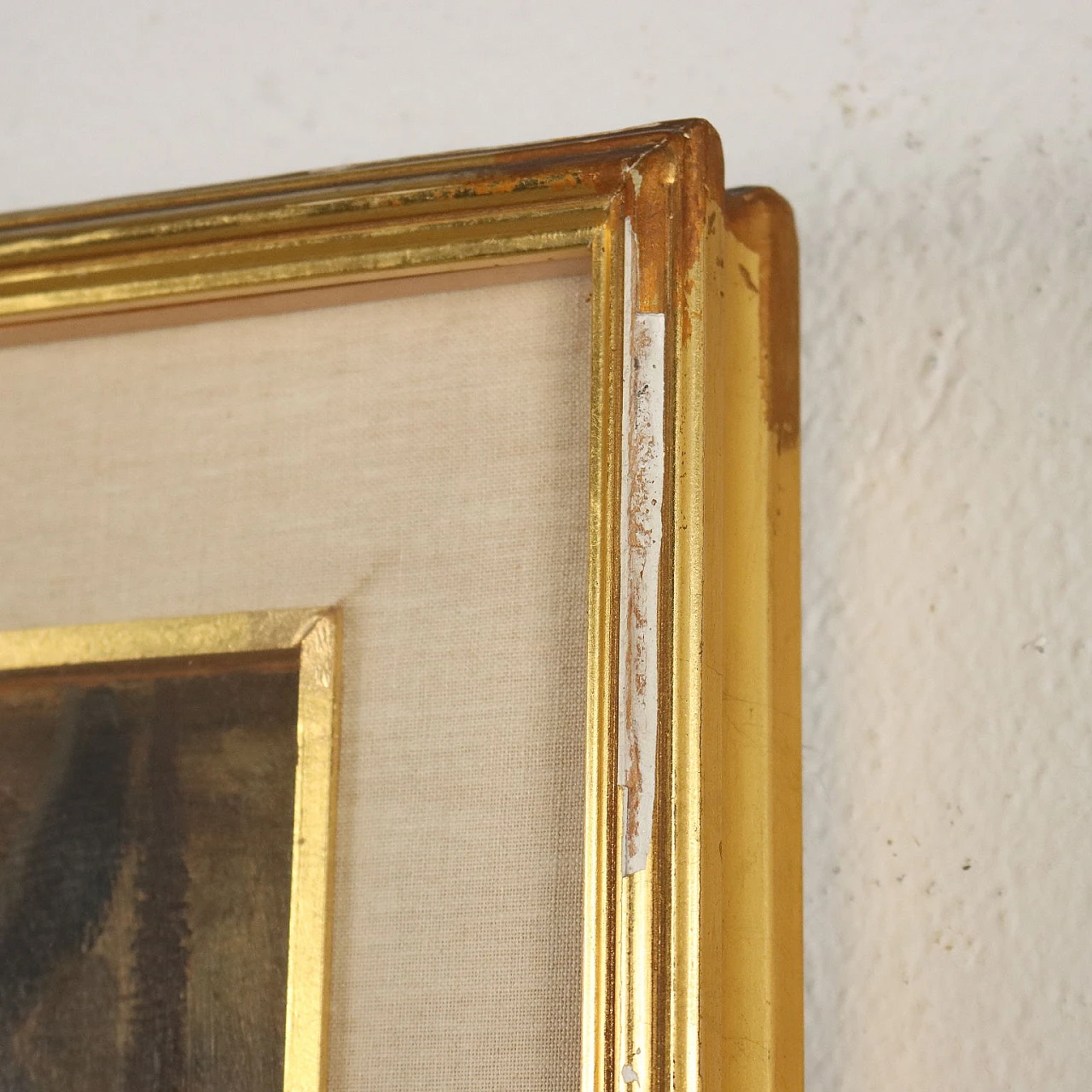 Carlo Vittori, Interior of a stable with donkey, oil on hardboard 9