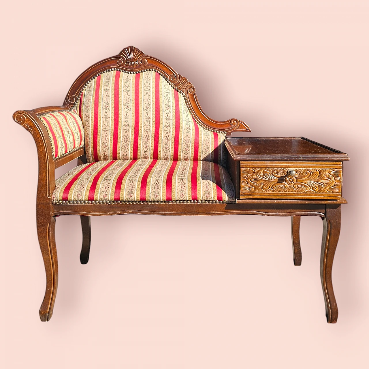 Poltrona con cassetto porta telefono, anni '70 1