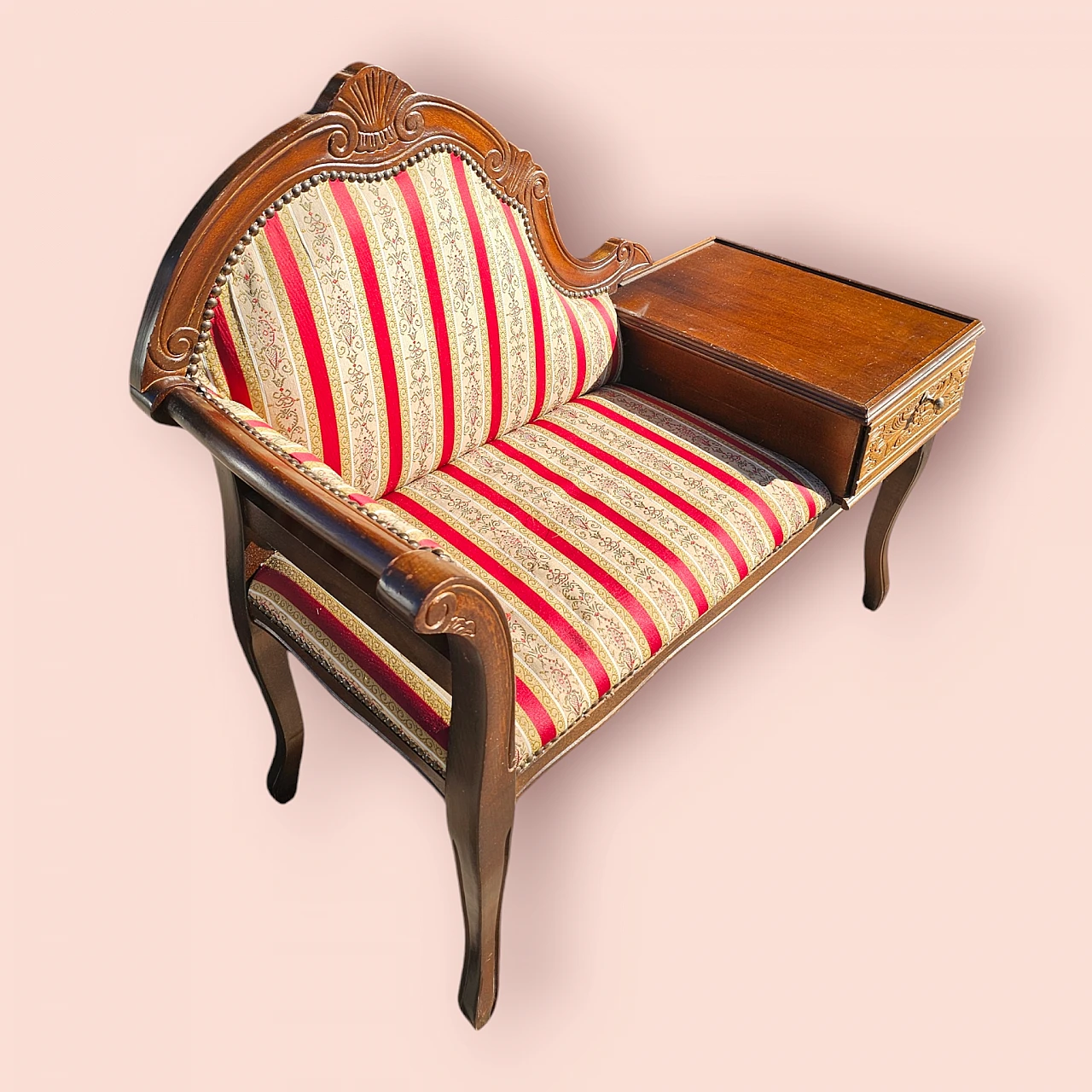 Poltrona con cassetto porta telefono, anni '70 2