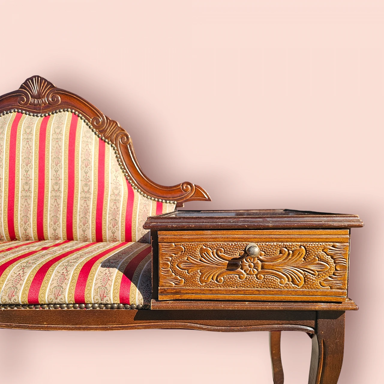 Poltrona con cassetto porta telefono, anni '70 4