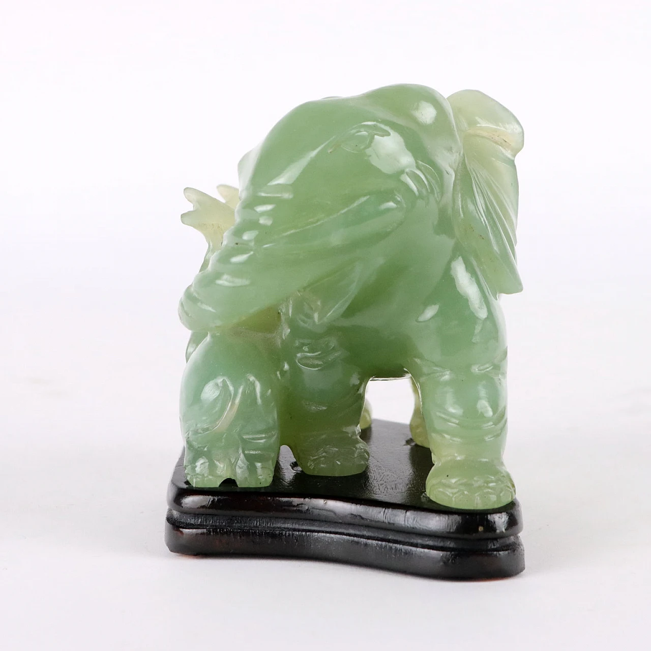 Antique Sculpture Elephant Jade Stone Wood China XX Century 4