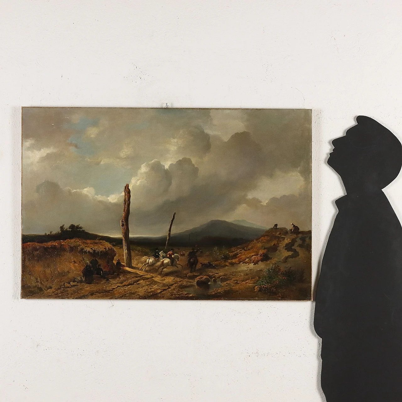 Felix Bovie, Landscape with hunters on horseback, oil on canvas, 1852 2