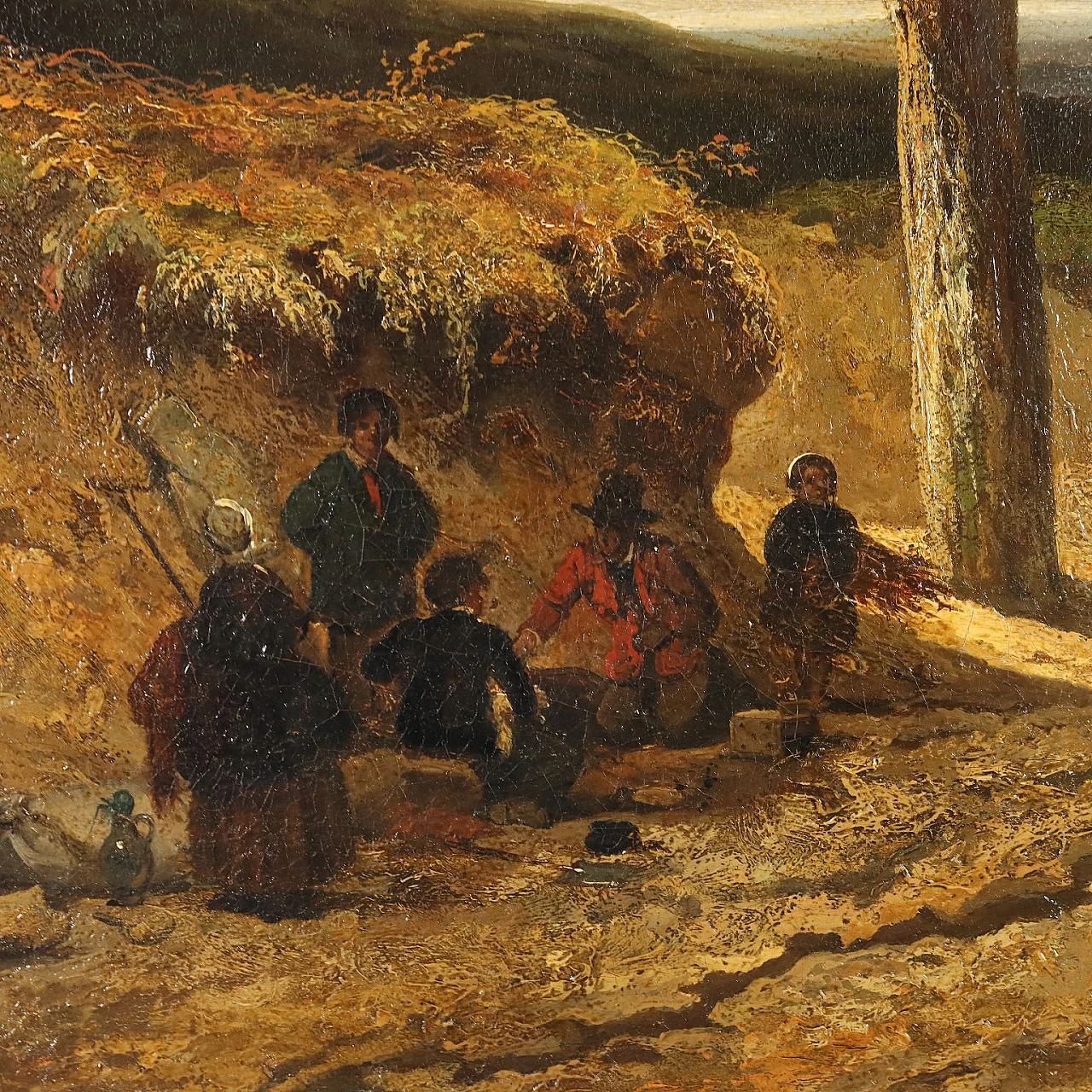 Felix Bovie, Landscape with hunters on horseback, oil on canvas, 1852 4