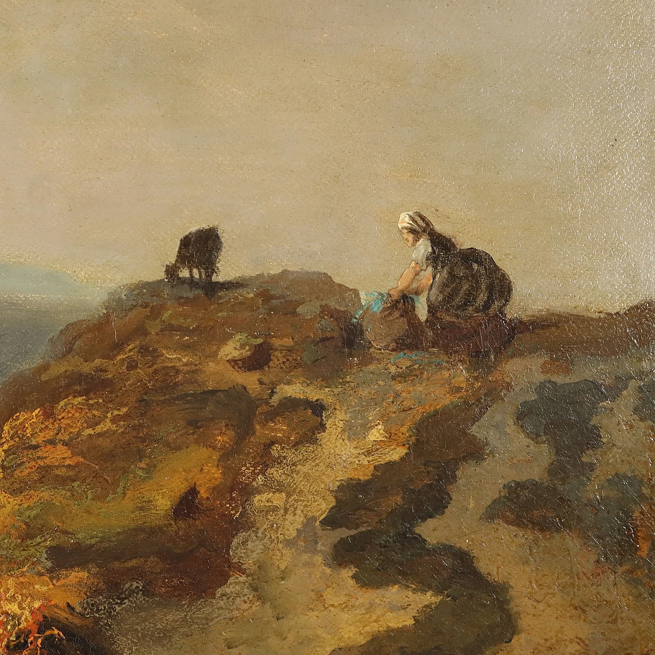 Felix Bovie, Landscape with hunters on horseback, oil on canvas, 1852 5