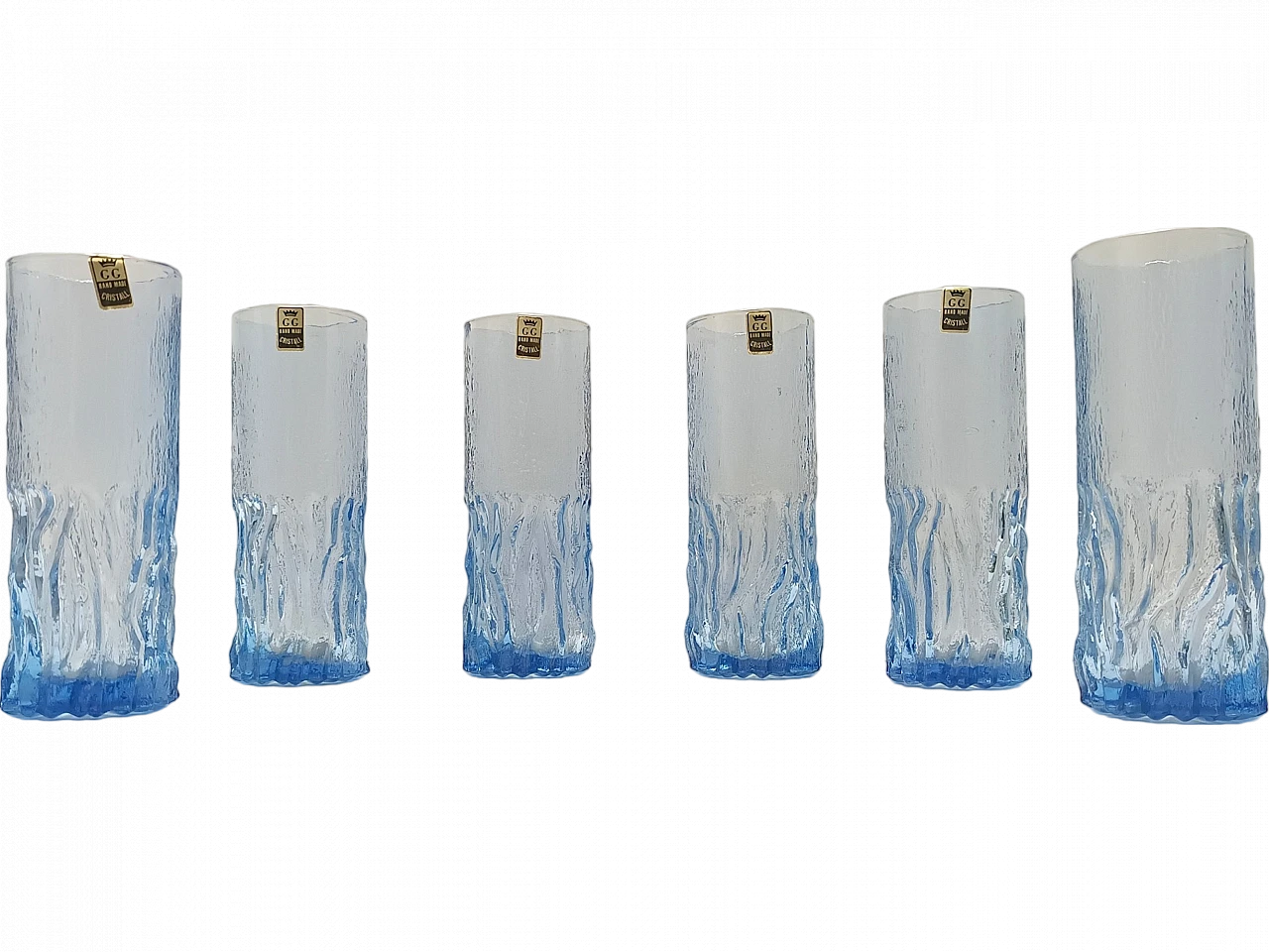 6 bicchieri postmoderni in cristallo molato a mano, anni '70 4