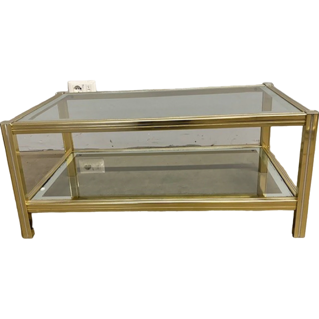 Willy Rizzo coffee table in golden and chromed metal, 70s 13