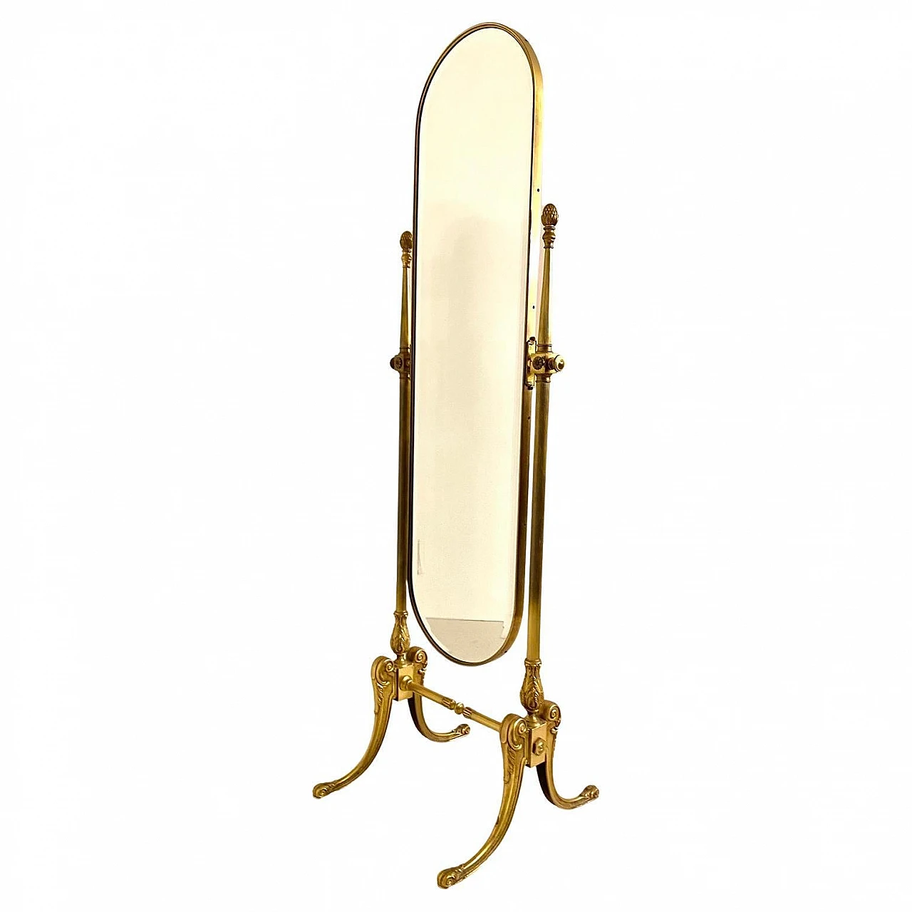 Floor mirror in brass and cut glass, 50s 2