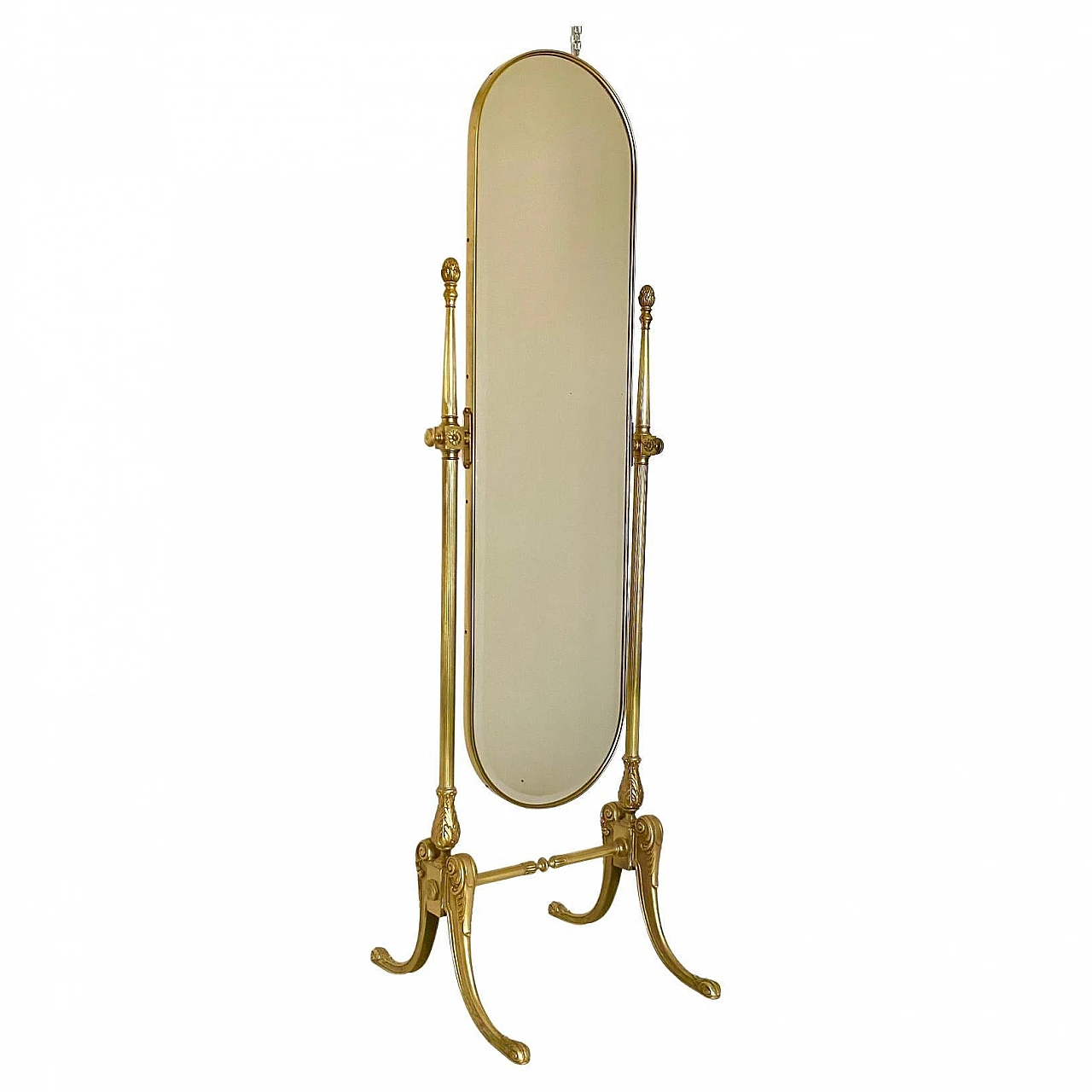 Floor mirror in brass and cut glass, 50s 3