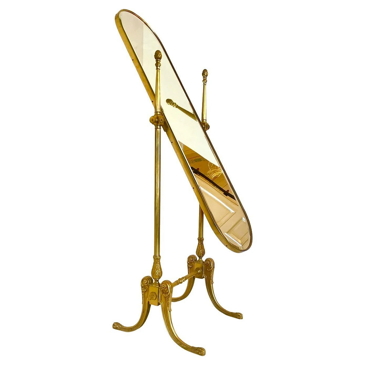 Floor mirror in brass and cut glass, 50s 5