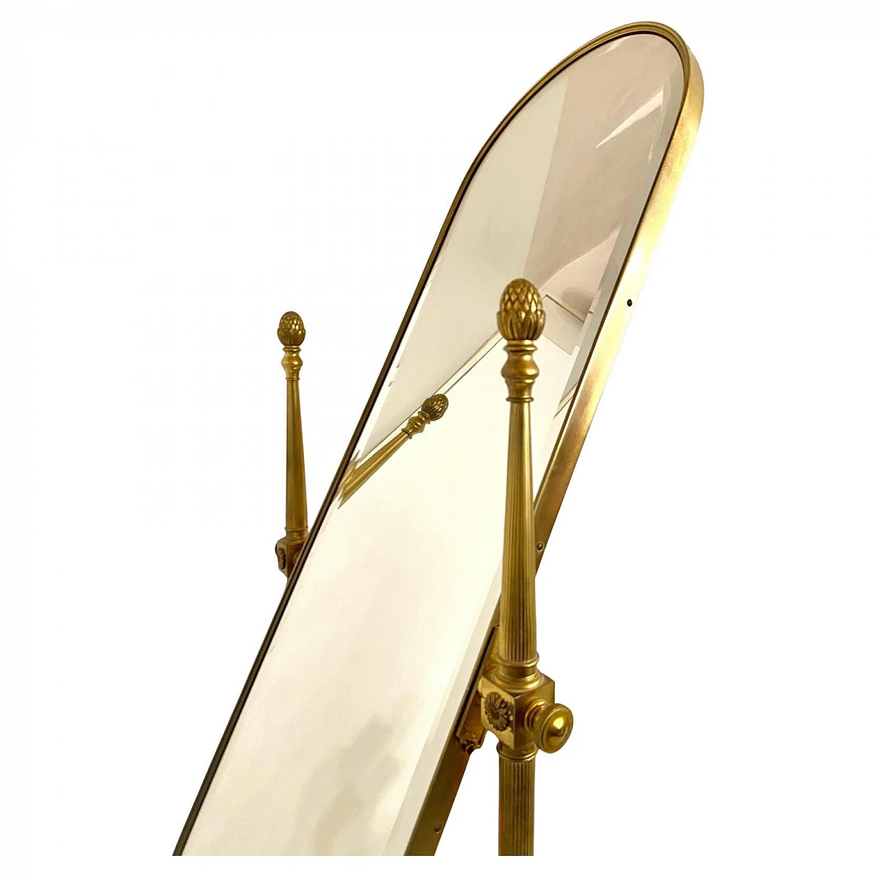 Floor mirror in brass and cut glass, 50s 8