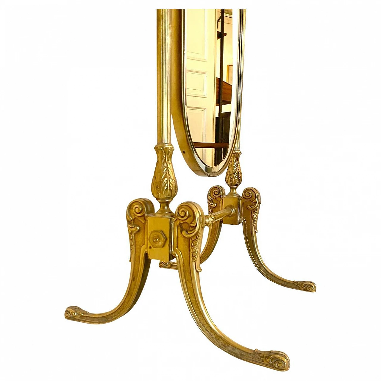 Floor mirror in brass and cut glass, 50s 9