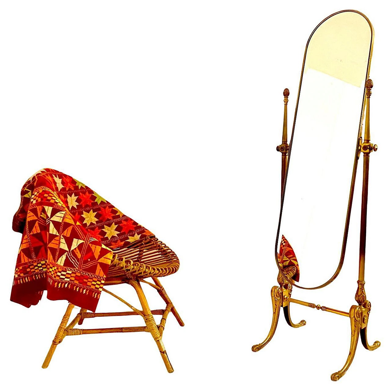 Floor mirror in brass and cut glass, 50s 13