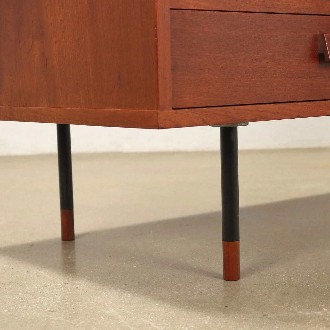 Dresser with double column of drawers in teak and metal, 1960s 6