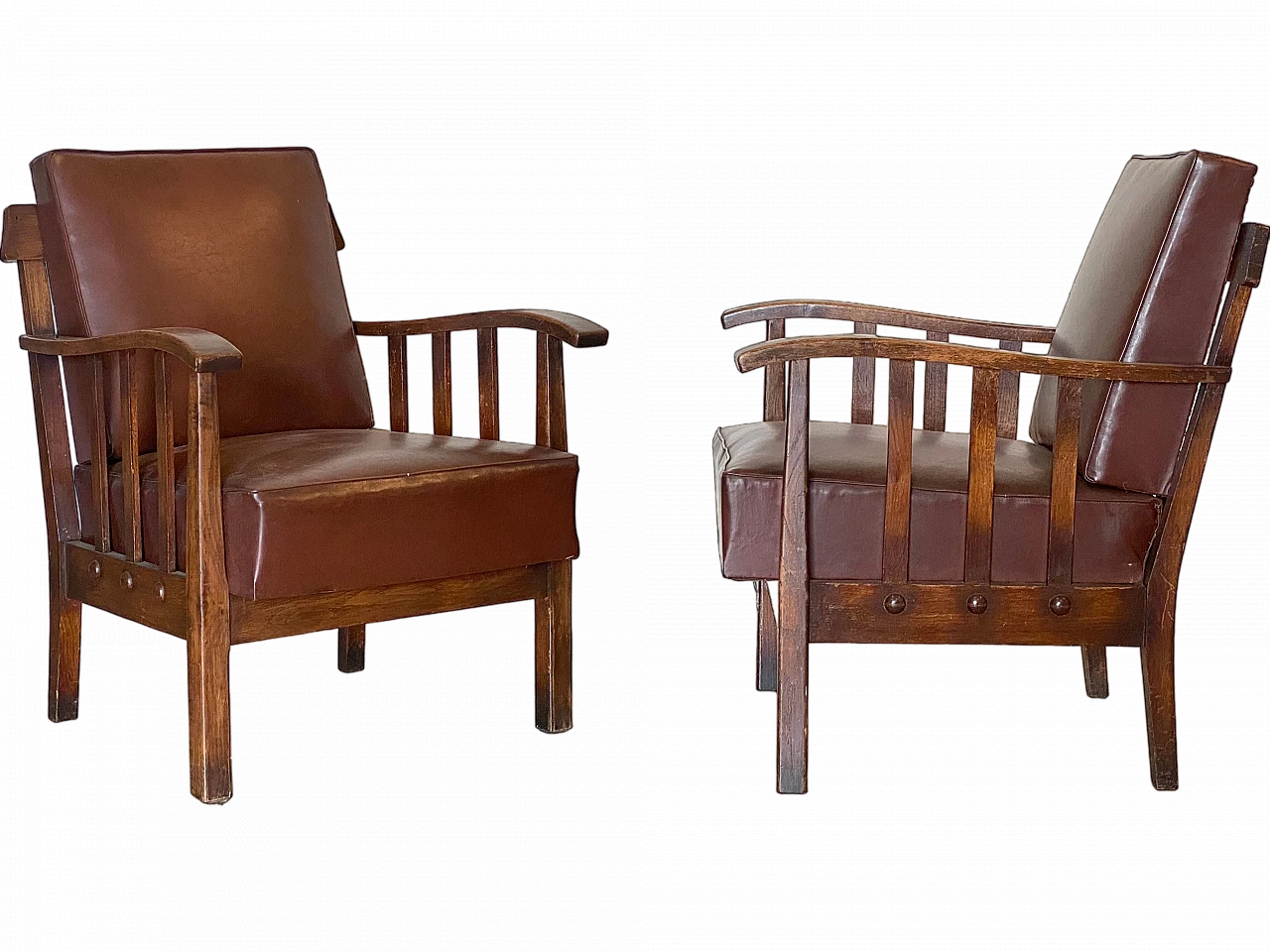 Pair of oak armchairs from the 1960s 20