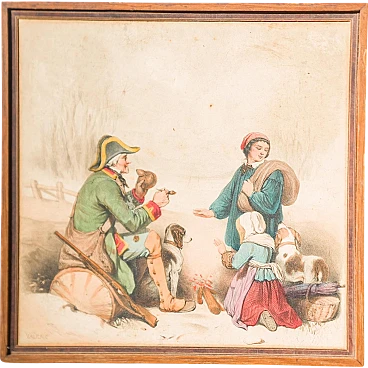 Cigar box with hand-painted scene, 60s