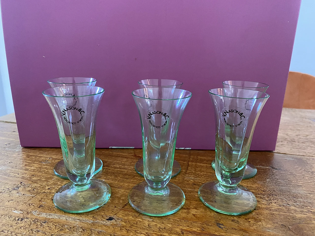 6 Bicchieri in vetro di Murano di V. Nason & C., metà '900 1