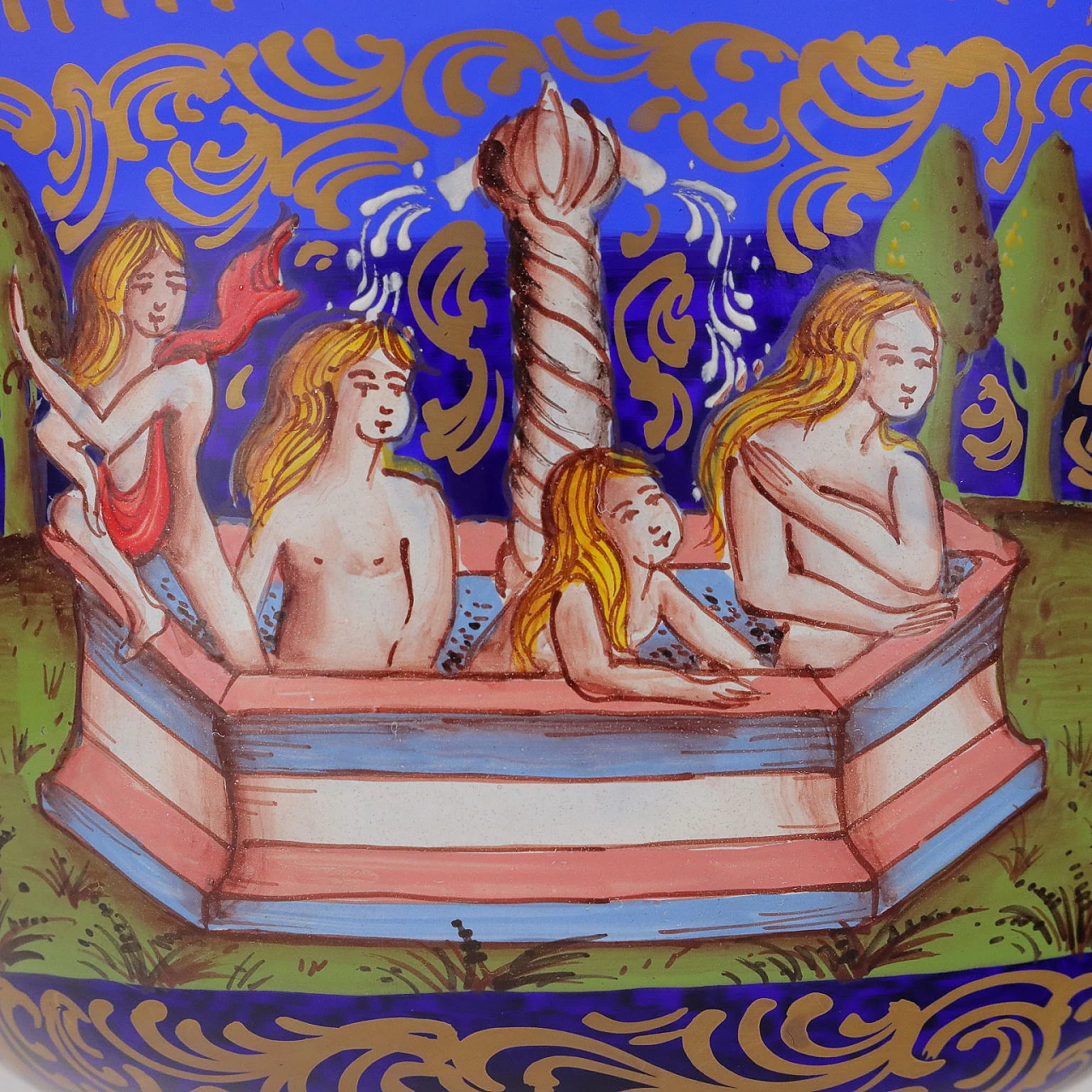 Coppa nuziale in vetro soffiato di Murano di Barovier, metà '900 8