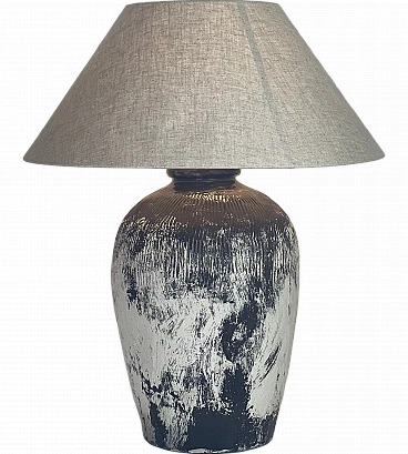 Table lamp with linen shade, late 20th century