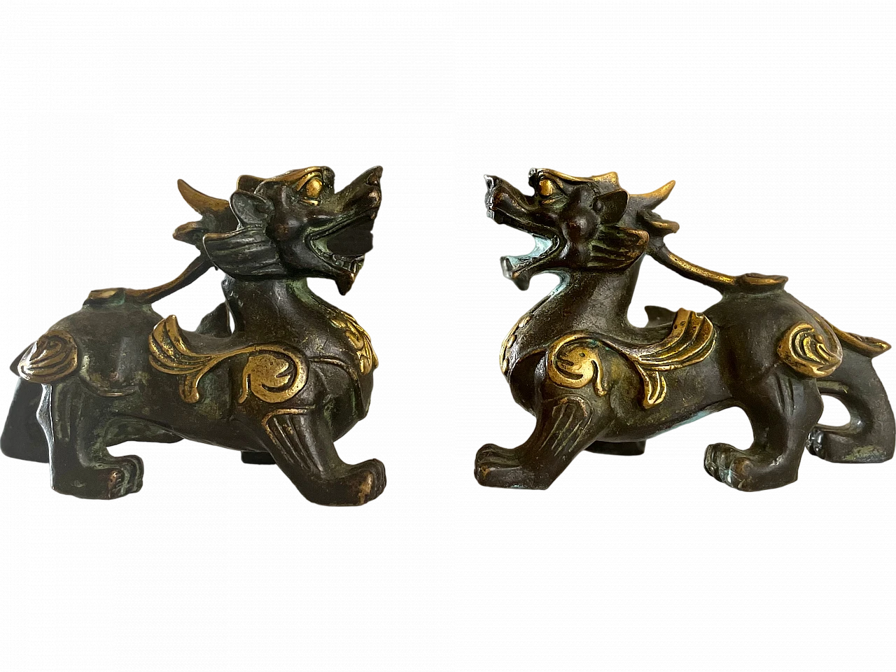 Bronze pair of dragons, 19th century 8