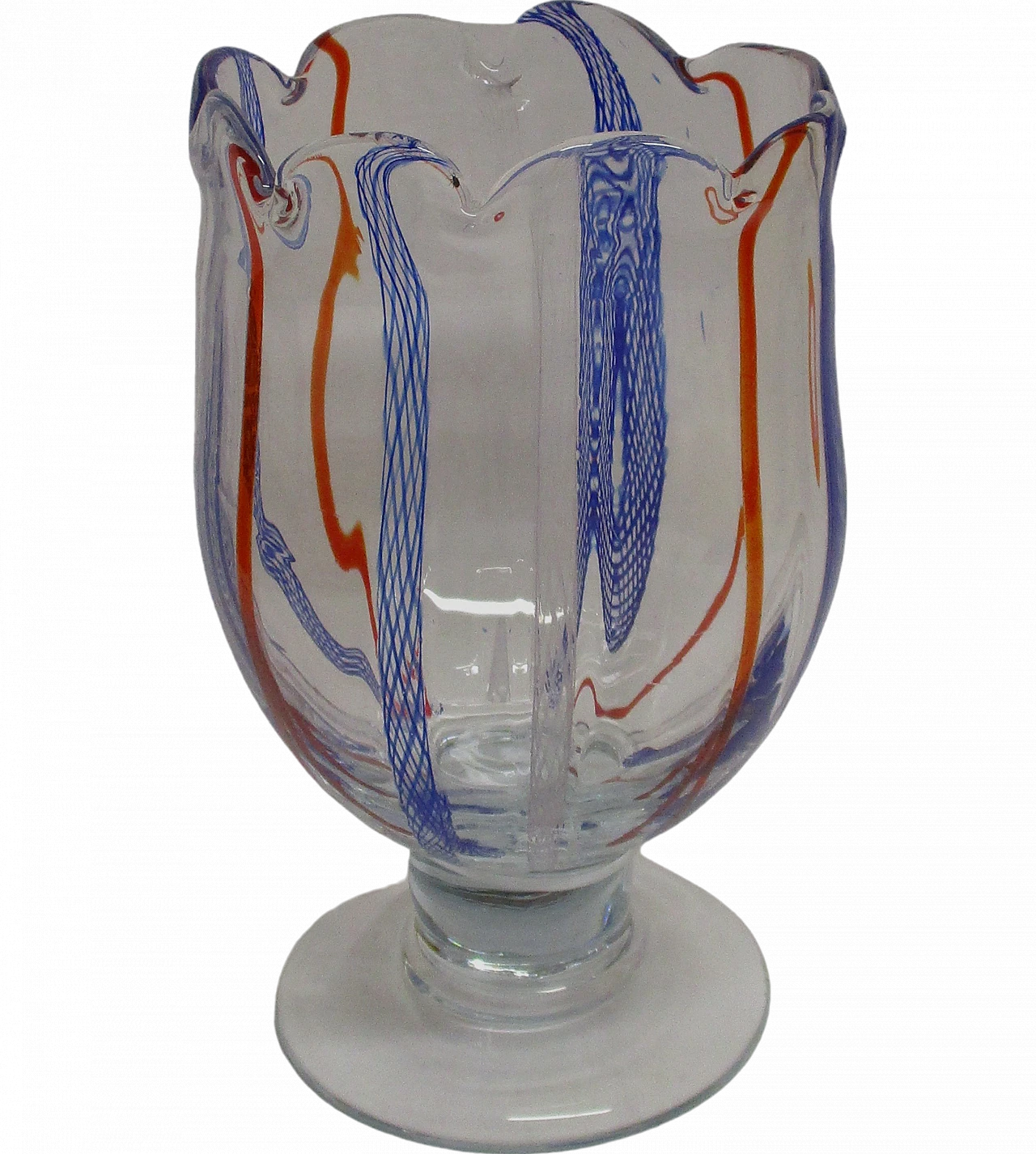 Artistic blown filigrana Murano glass vase, 1960s 6