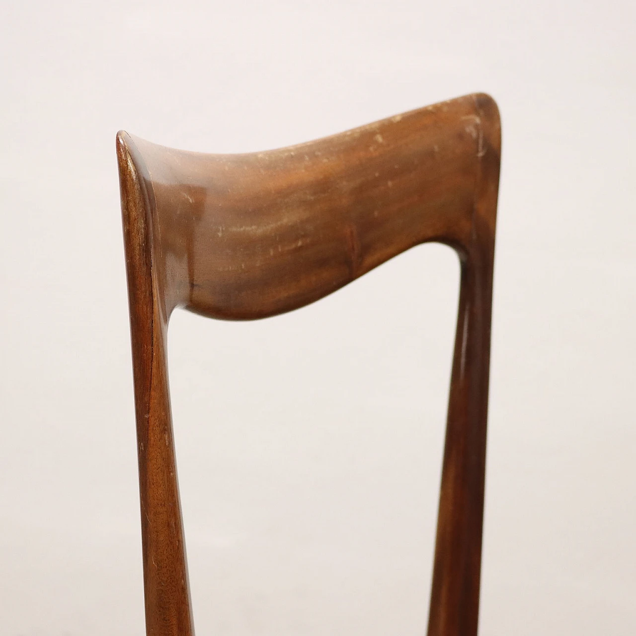 6 Sedie in legno con seduta imbottita e in tessuto beige, anni '50 3