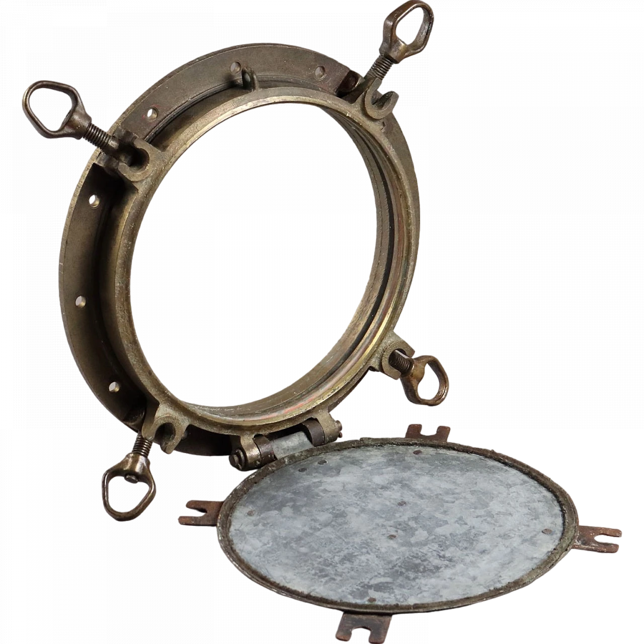 Oblò da nave in ottone e ferro, fine '900 10